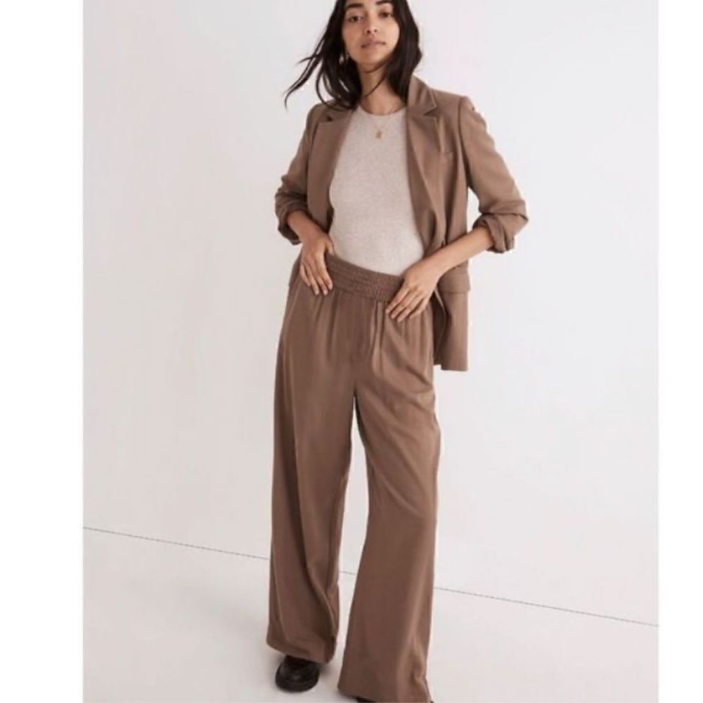 MADEWELL Drapeweave Carley Wide-leg Pants Small Minimalist Soft Linen Twill